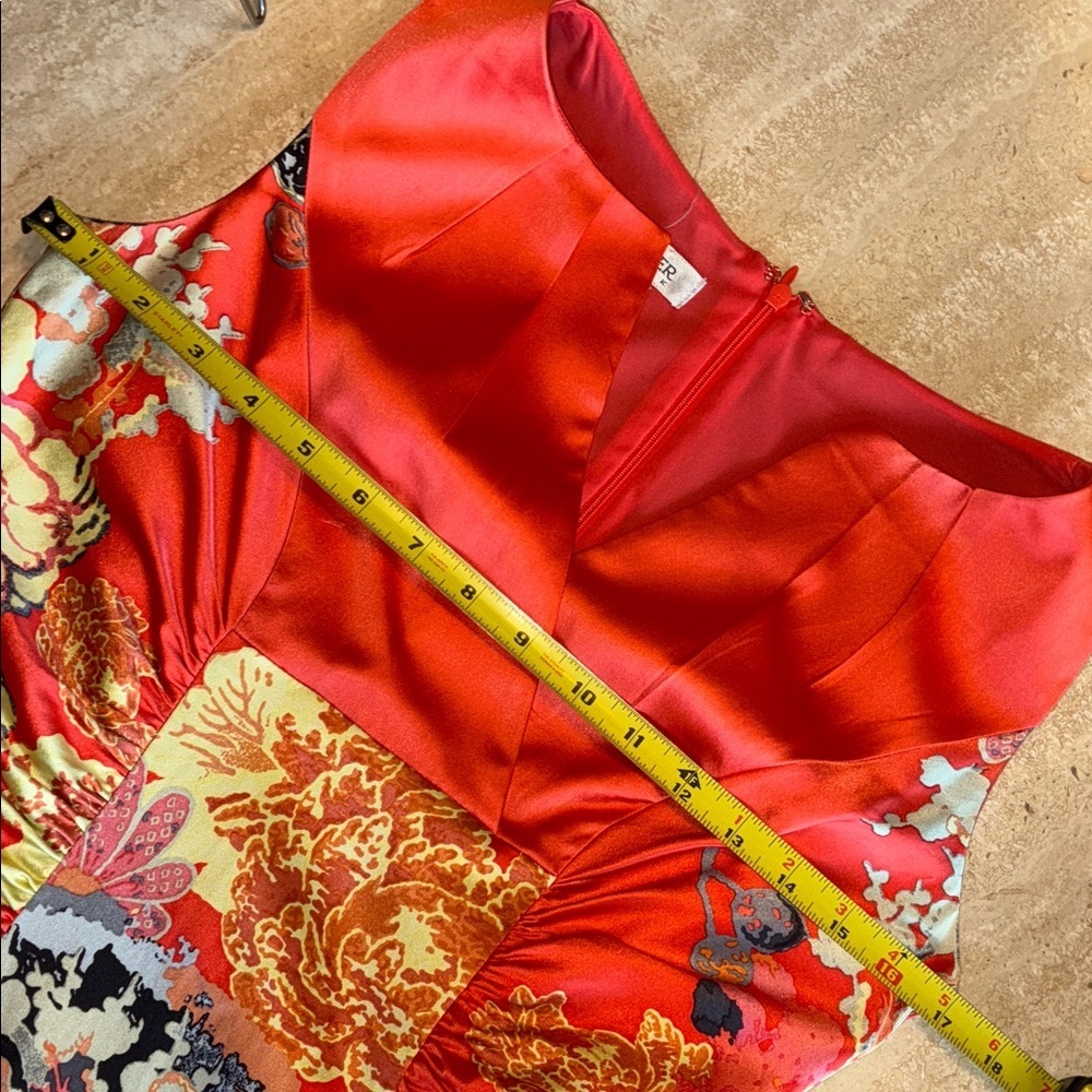 KAY UNGER Colorful Ruched Silk Floral Sheath Dress - Sleeveless, Asian flavor. 4 - Picture 13 of 15